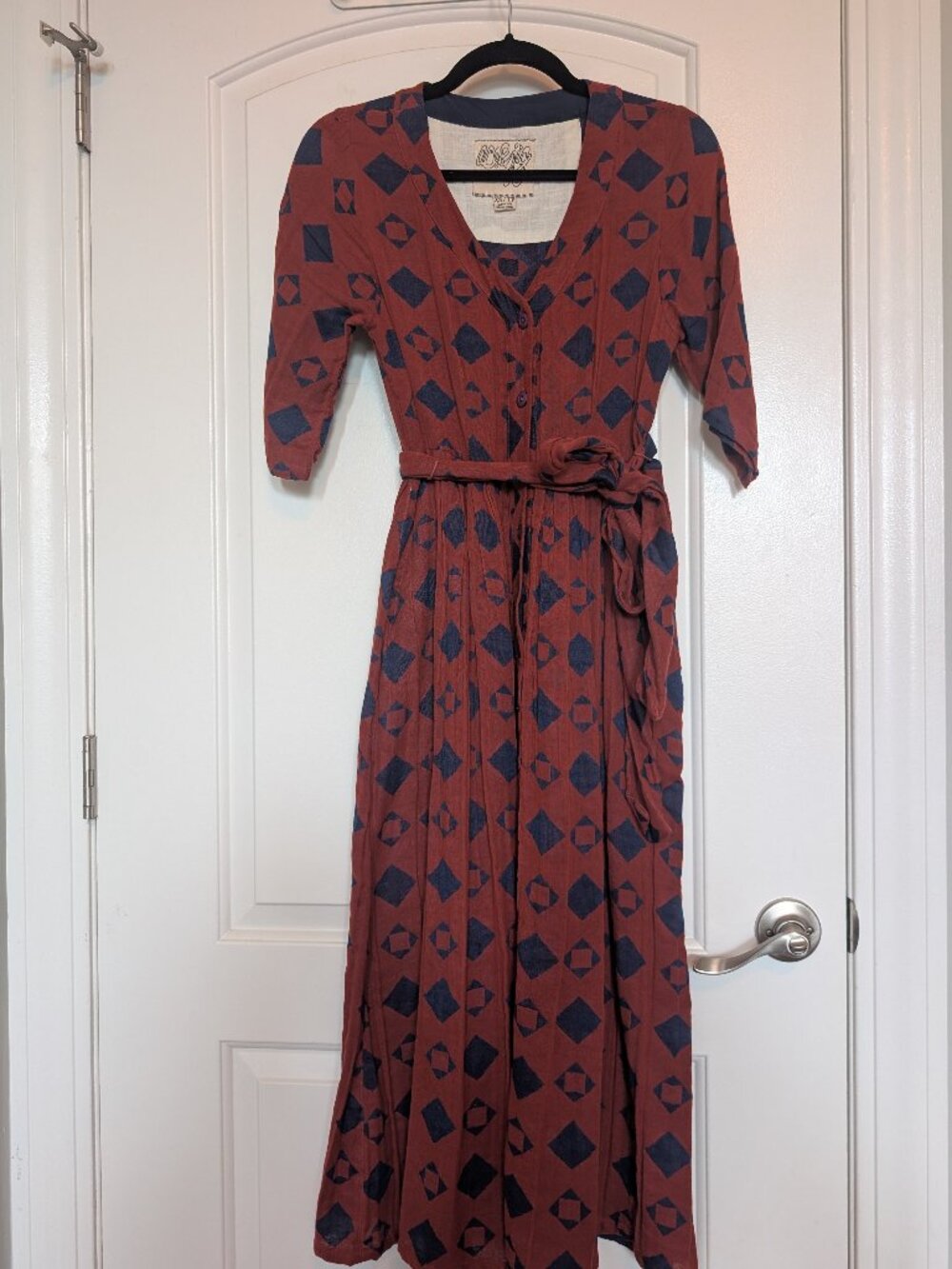 Ace & Jig Lee Lee Midi Dress Button Front in Atlantis Red Blue Women's XS